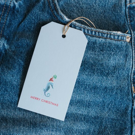 Waterverf Seahorse Mistletoe Nautical Named Cadeaulabel