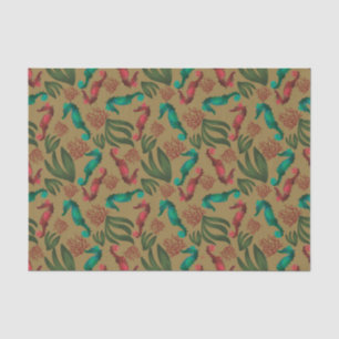 Waterverf Seahorse Nautical Pattern Tissuepapier
