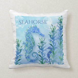 Waterverf Seahorse  Nautilus Shell Ocean Kussen
