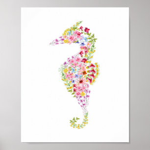 Waterverf Seahorse Nursery Poster