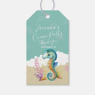 Waterverf Seahorse Ocean Birthday Bedankt Cadeaulabel