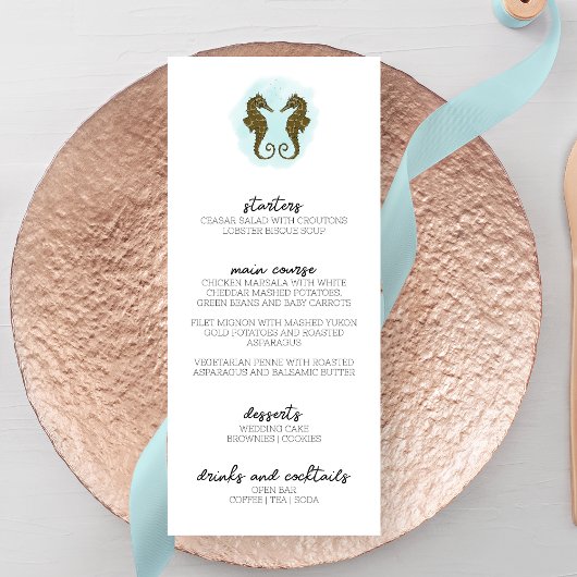Waterverf Seahorse Wedding Menu