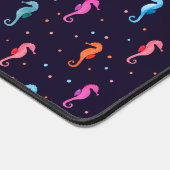 Waterverf Seapaarden op Navy Blue Pattern Bureaumat (Hoek)
