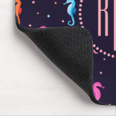 Waterverf Seapaarden op Navy Blue Pattern Muismat (Hoek)