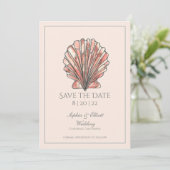 Waterverf Seashell Beach Wedding Save The Date (Staand voorkant)