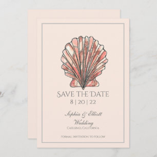 Waterverf Seashell Beach Wedding Save The Date
