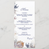 Waterverf Seashell Corals Beach Bruiloft Menu (Voorkant)