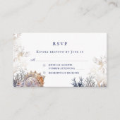 Waterverf Seashell Corals Zomerbruiloft RSVP Informatiekaartje (Voorkant)