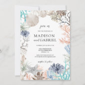 Waterverf Seashell Koraal Starfish Zeebruiloft Kaart (Voorkant)