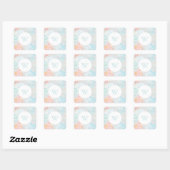 Waterverf Seashell Monogram Classic SquareSticker Vierkante Sticker (Vel)