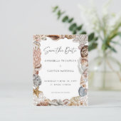 Waterverf Seashell Neutral Beach Wedding Save The Date (Staand voorkant)