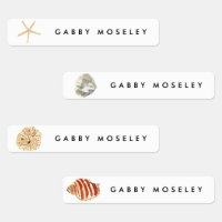 Waterverf Seashells Gepersonaliseerde Naam Etikett