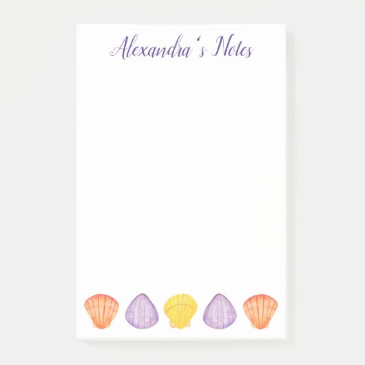 Waterverf Seashells met naam Post-it® Notes (Voorkant)