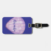Waterverf Seashells Monogram Bagagelabel (Violet) (Voorkant horizontaal)