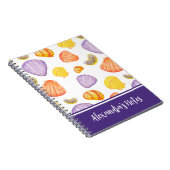 Waterverf Seashells Notitieboek met naam (Rechterzijde)