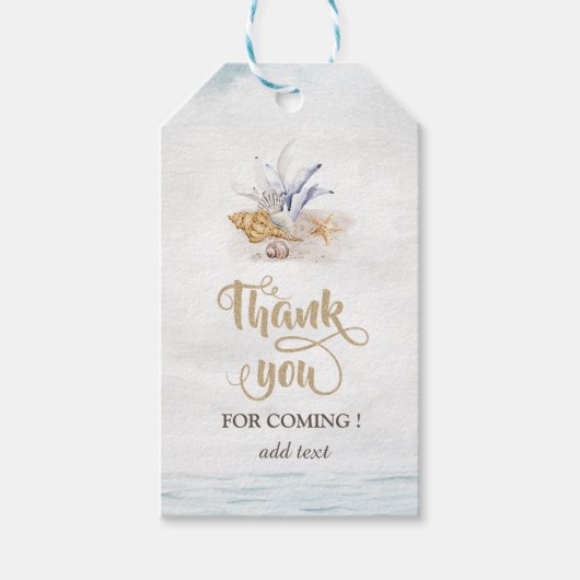 Waterverf Seashells, Zee Cadeaulabel (Voorkant)