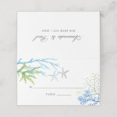 Waterverf Seaweed Beach Thed Wedding Place Card (Buitenkant ongevouwen)