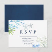 Waterverf Seaweed Beach Thed Wedding RSVP (Voorkant / Achterkant)