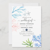 Waterverf Seaweed Beach Threadding Invitation Kaart (Voorkant)