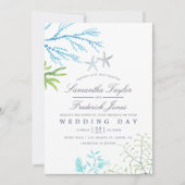 Waterverf Seaweed Beach Threadding Invitation Kaart (Voorkant)