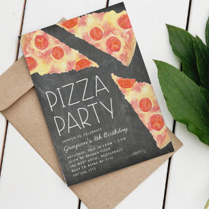 Waterverf Segment Kinder Pizza Partij Birthday Kaart