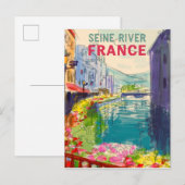 Waterverf Seine River France  Briefkaart (Voorkant / Achterkant)