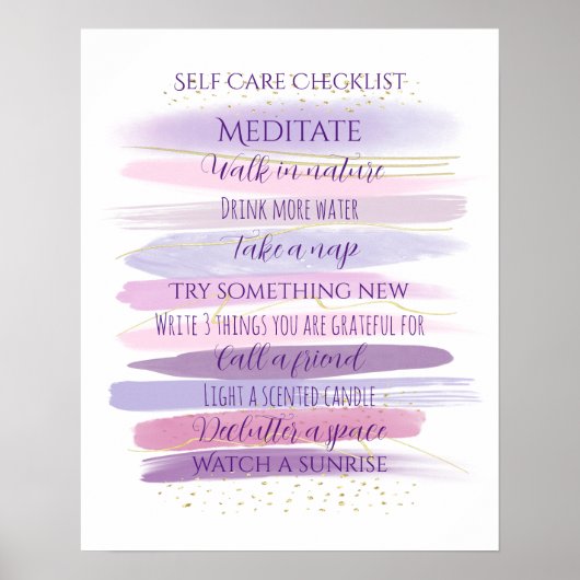 Waterverf Self Care Checklist Poster (Voorkant)