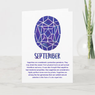 Waterverf september Birthstone Sapphire Birthday Kaart