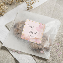 Waterverf Seraphina roze en goud Vierkante Sticker