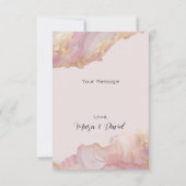 Waterverf Seraphina Roze en Gouden Bruiloft Bedankkaart (Achterkant)