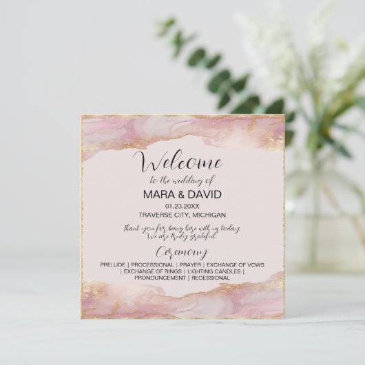 Waterverf Seraphina Roze en Gouden Huwelijksprogra (Staand voorkant)