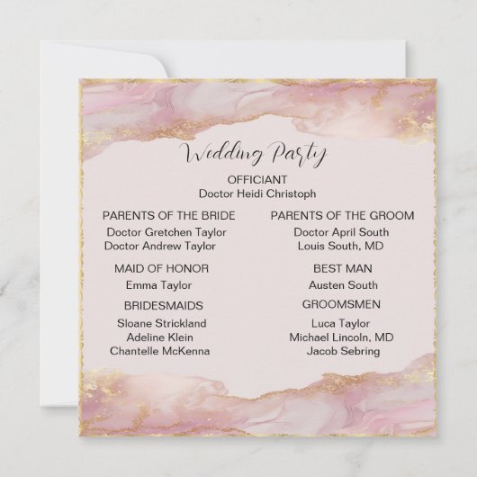 Waterverf Seraphina Roze en Gouden Huwelijksprogra (Achterkant)