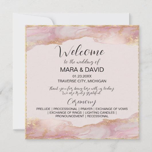 Waterverf Seraphina Roze en Gouden Huwelijksprogra (Voorkant)