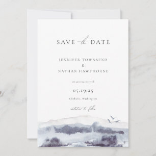 Waterverf Serene Landscape Save the Date Photo Kaart