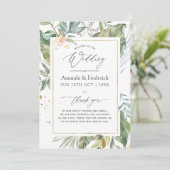 Waterverf Serenity Greenery Geometric Wedding Programma (Staand voorkant)