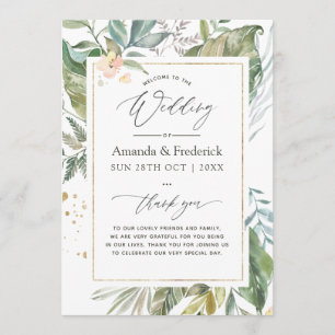 Waterverf Serenity Greenery Geometric Wedding Programma