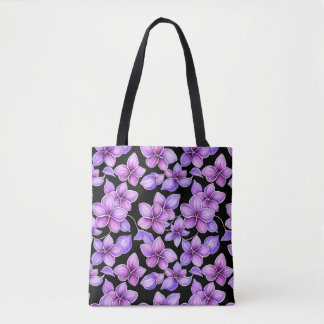Waterverf Sering Bloemendessin Zwarte Tote Tas