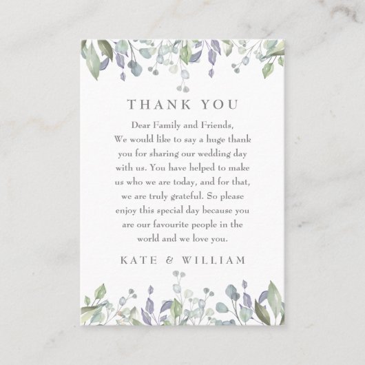 Waterverf Sering Bloemige Trouw Dank Je Plaatskaartje (Voorkant)