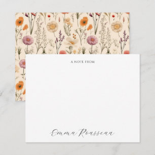 Waterverf Sering Oranje Wilde Bloemen Schrift Notitiekaartje