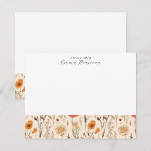 Waterverf Sering Oranje Wilde Bloemen Script Notitiekaartje