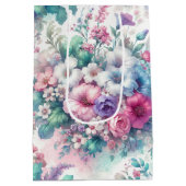 Waterverf Shabby Chic Floral Birthday Medium Cadeauzakje (Achterkant)