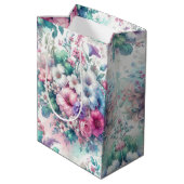 Waterverf Shabby Chic Floral Birthday Medium Cadeauzakje (Achterkant Gekanteld)