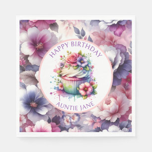 Waterverf Shabby Chic Floral gepersonaliseerd Servet