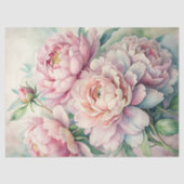 Waterverf shabby chic roze pioenrozen boeket tissuepapier (Voorkant)