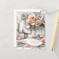Waterverf Shabby Chic Vogelkooi & Rozen