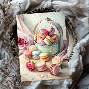 Waterverf  shabby chique Franse macarons Tissuepapier