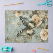 Waterverf Shabby chique marine vlinder & rozen Tissuepapier (Craft)