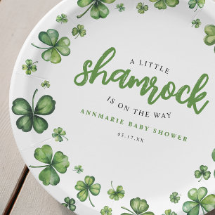 Waterverf Shamrock Baby shower Papieren Bordje