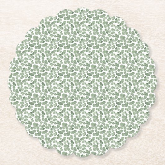 Waterverf Shamrock Clover Patterned Kartonnen Onderzetters (Voorkant)