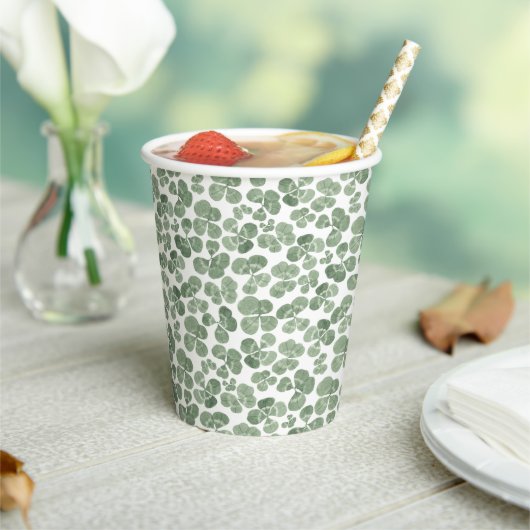 Waterverf Shamrock Clover Patterned Papieren Bekers (Insitu)